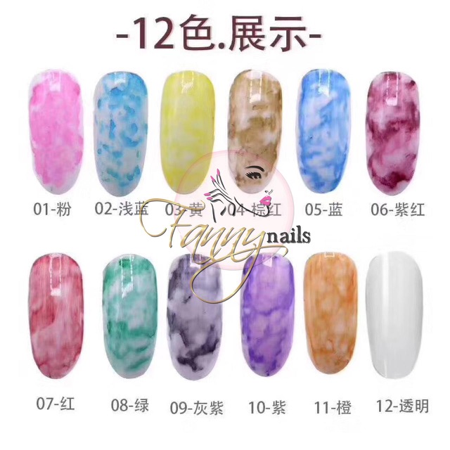 Water color ink nail art 12 warna inked ink nailart japan nails tinta warna kutek gel