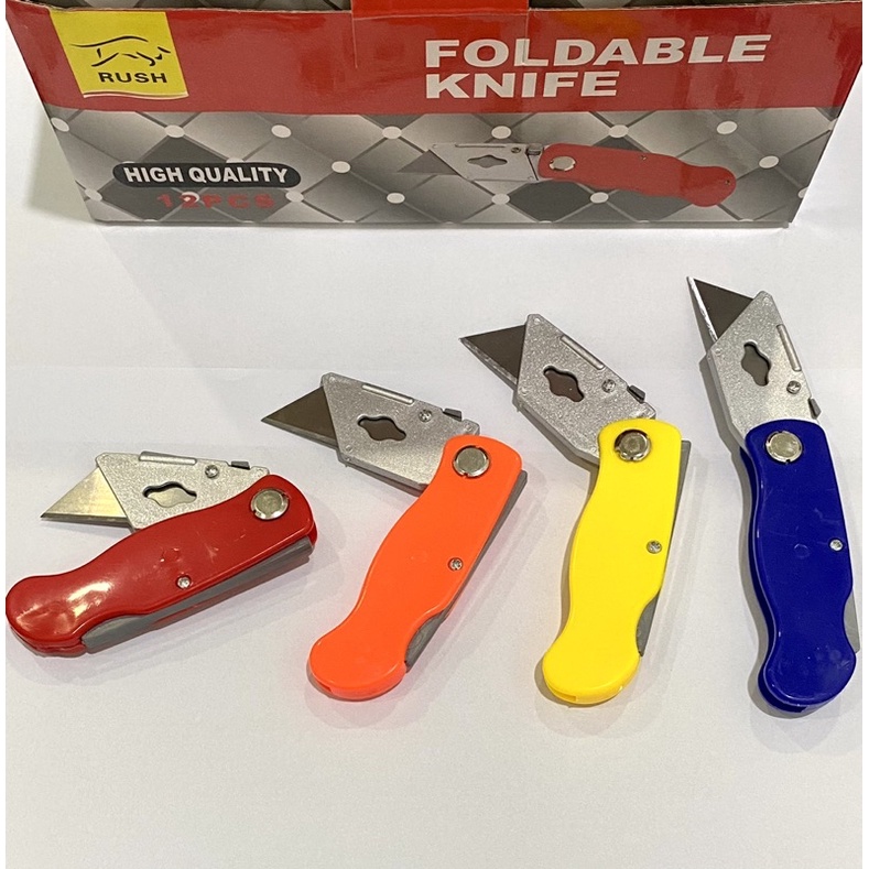 

RUSH LIPAT Pisau lipat rush Foldable knife multi function serbaguna kater potong triplek kayu gipsum grc GRC multi fungsi bagus murah kuat tahan lama cutter cuter cater rush