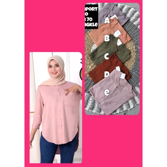 KEMEJA RAYON POLOS/POMELO ORY/ KEMEJA WANITA