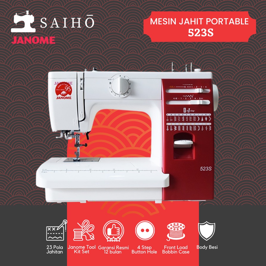 JANOME 523S - Mesin Portabel Full Bodi Besi