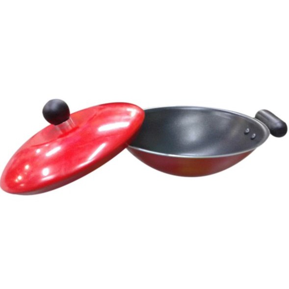 Maxim Valentino Teflon Mie Wok / Wajan Mie / Serabi 17 cm + Tutup