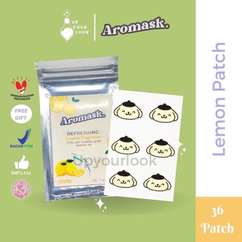 Aromask Sticker Masker Aroma Patch Freshcare Eucalyptus Patch /Stiker Masker Aromaterapi Lemon, Apple, Vanilla, Eucalyptus isi 6, 12, 18, 24 dan 30pcs