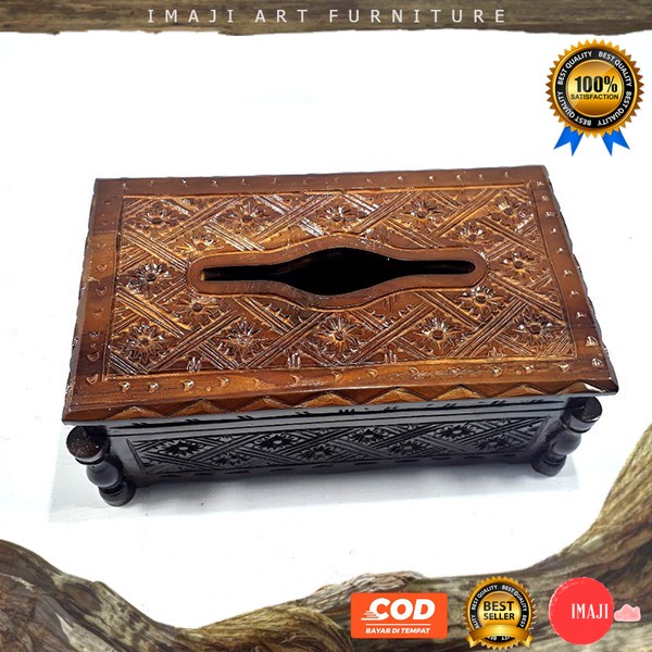 [ COD ] Kotak tisu / Wadah tisu / Tempat Tisu Tisyu Kayu Jati Asli Model ukiran Klasik Dekorasi Meja