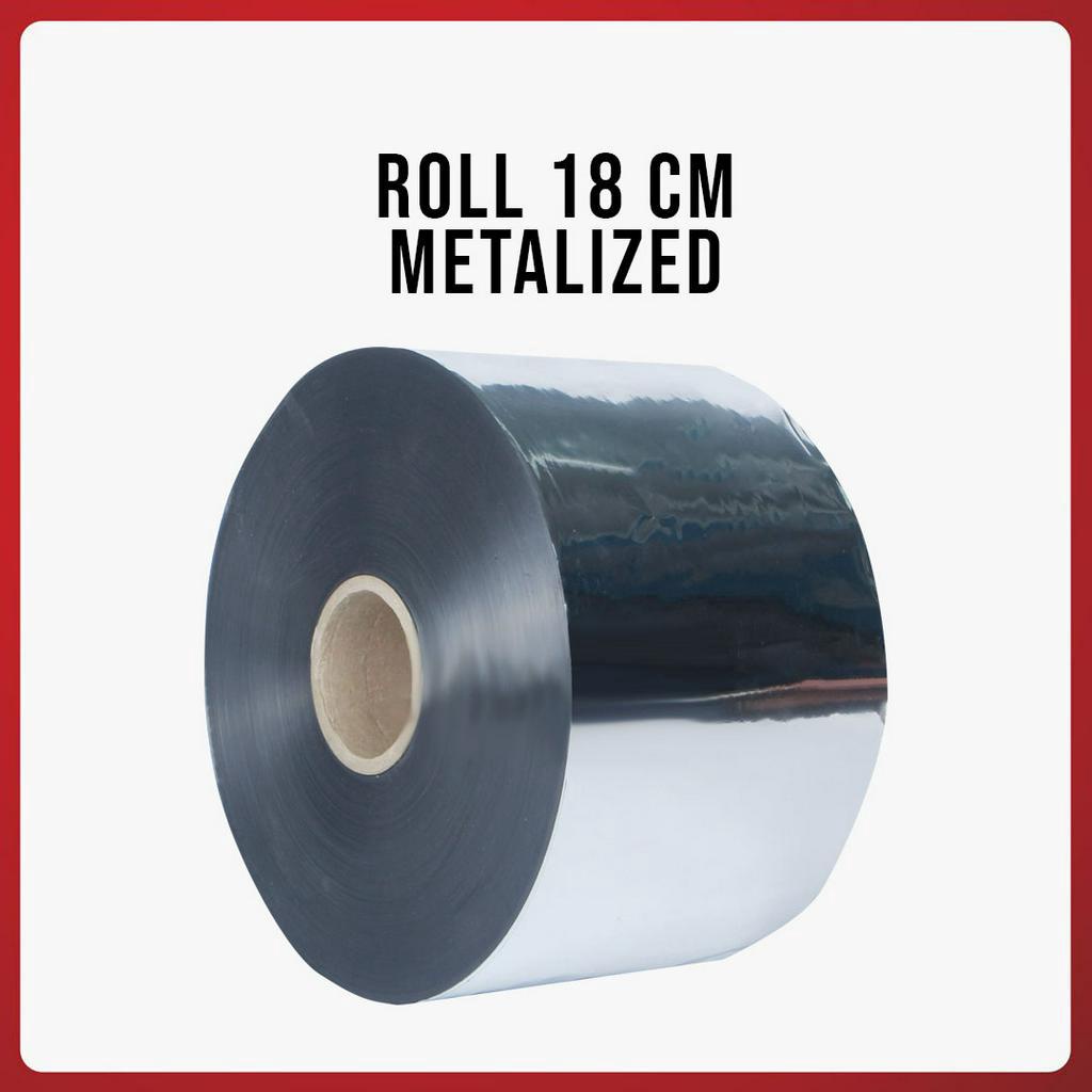 

Roll Plastik Kemasan Metalize Silver (18 cm x 1000m) 62 Micron | KEMASAN JAYA GEMILANG