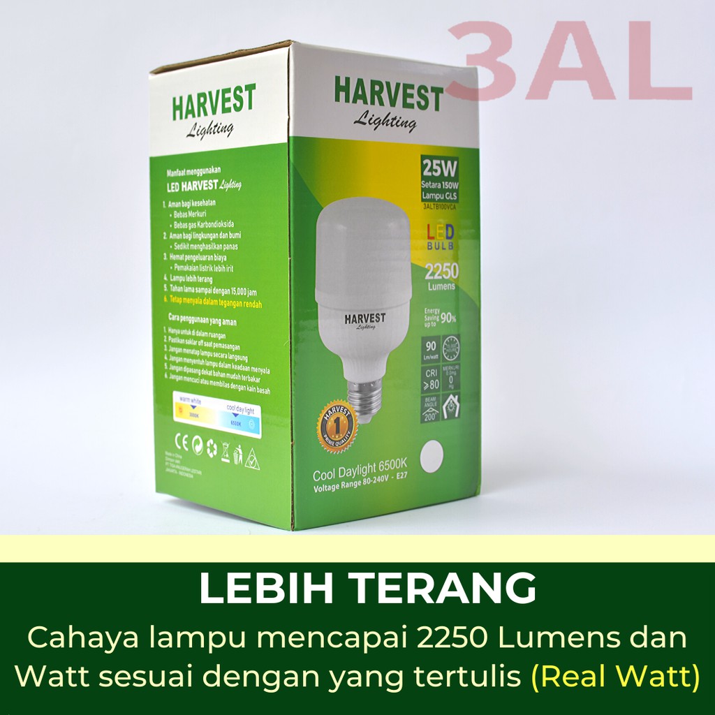 25W - Paket DUO - HARVEST LIGHTING Lampu Kapsul LED T-Bulb 25 watt Lampu Hemat Energi Original Bersertifikat SNI dan Bergaransi
