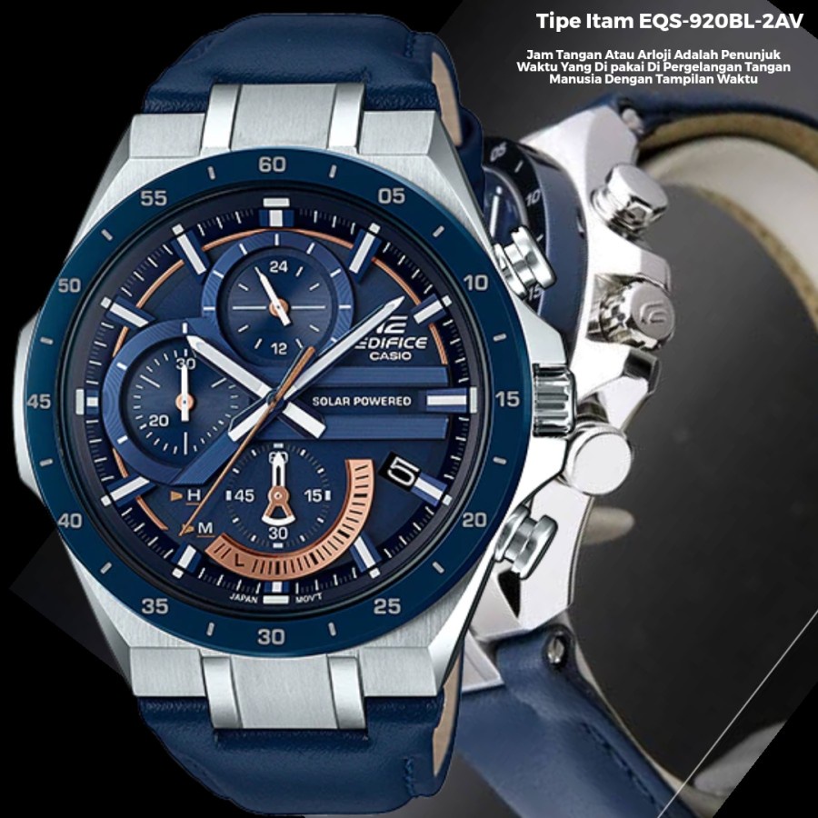Diskon Jam Tangan Casio Edifice ANALOG Tipe : EQS-920BL-2AV Strap Leather Jam Tangan Pria Branded Li