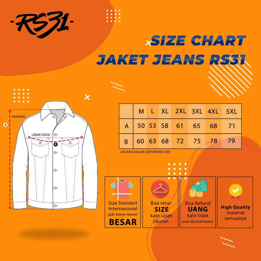 RS31 Jaket Jeans Pria Jumbo High Quality Sie M-5XL - Jacket Denim Cowok