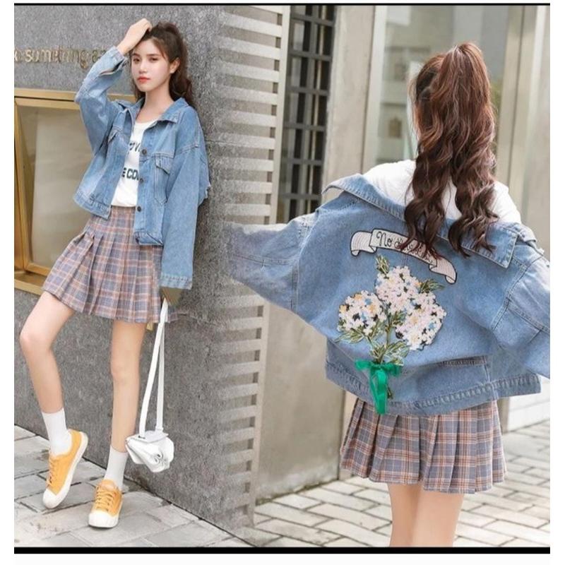 Jacket Jeans Gracia Wanita Denim Jaket Lepis Oversize Jins Jaket Klasik Kekinian Cewe Cewek Jaket Mu