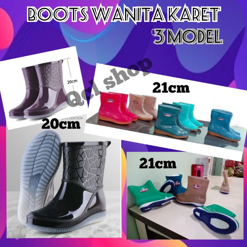 Sepatu Boots Hujan Low Heels Bahan Karet untuk Wanita Sepatu Hujan wanita Bahan Karet