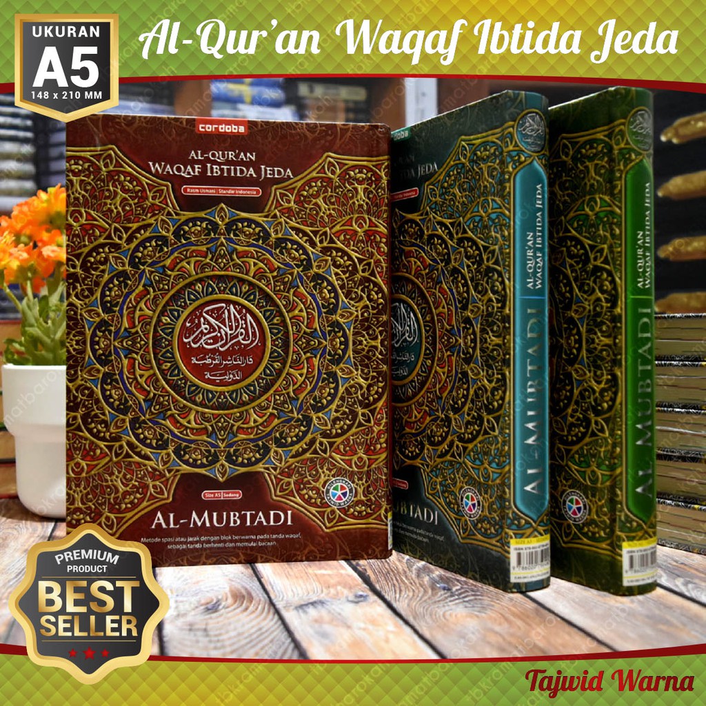 Al quran Al Mubtadi Ukuran A5 Mushaf AlQuran Waqaf Ibtida Jeda Tajwid Warna, Metode Spasi atau Jarak
