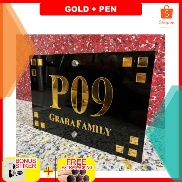 PAPAN NOMOR RUMAH AKRILIK/NOMER RUMAH AKRILIK/NO RUMAH/ALAMAT RUMAH - TIMBUL+DOBELTIP Keren