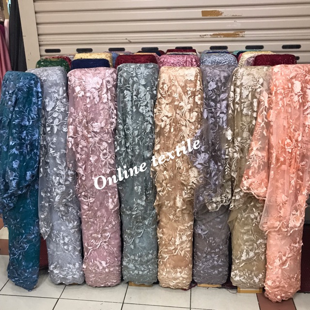 MURAH!! Kain bahan Tulle 3d mutiara / bahan brokat 3d mutiara.