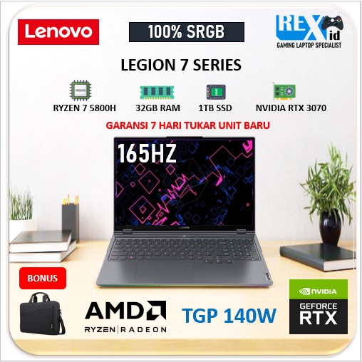 LENOVO LEGION 7 RTX 3070 RYZEN 7 5800 16GB 1TBSSD 16.0QHD IPS 165HZ