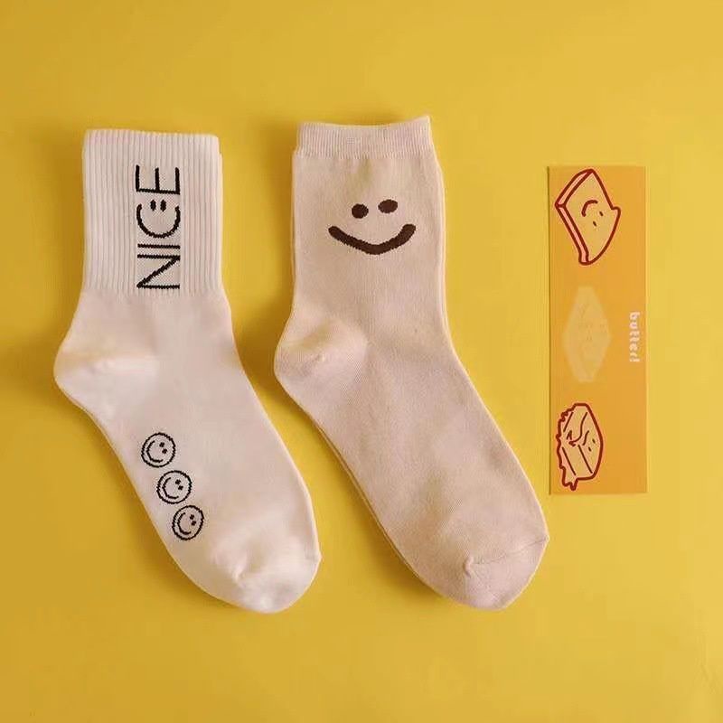 [COD] Kaos Kaki Panjang Motif Nice dan Smile Terbaru Bahan Katun Import Ala Korea Premium