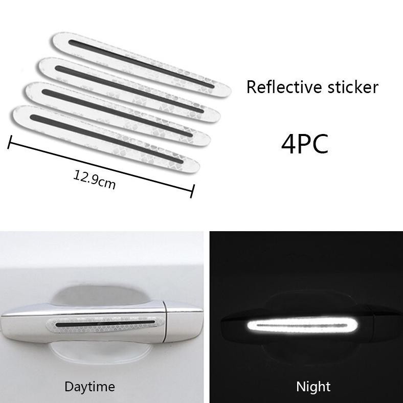 Seametal Reflective Sticker Gagang Pintu Mobil Car Door Handle 4PCS White Putih Grab Medan