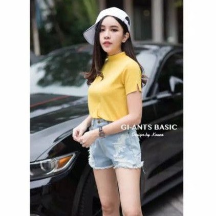 kaos Giant basic lengan belah high neck