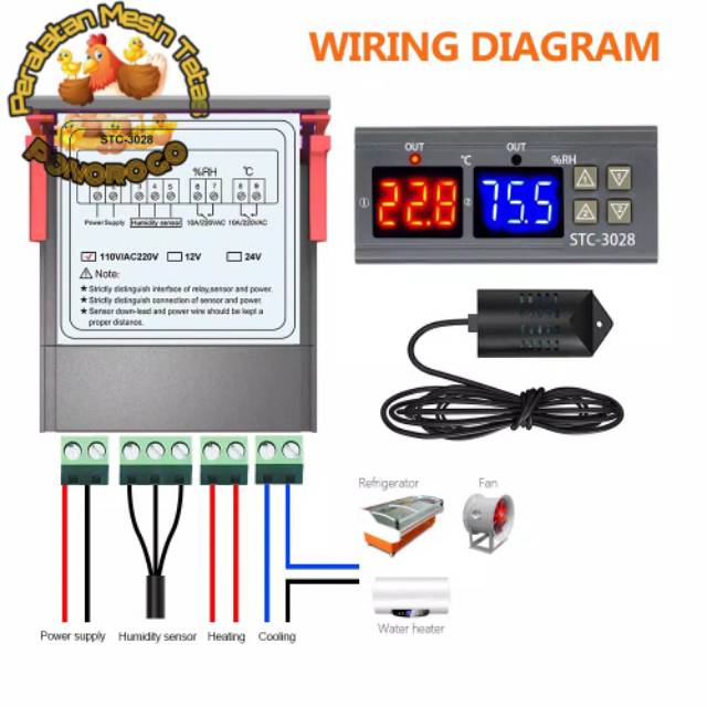 STC 3028 Termohygrostat 220V Termostat Hygrostat Pengatur Suhu Dan Kelembaban Otomatis