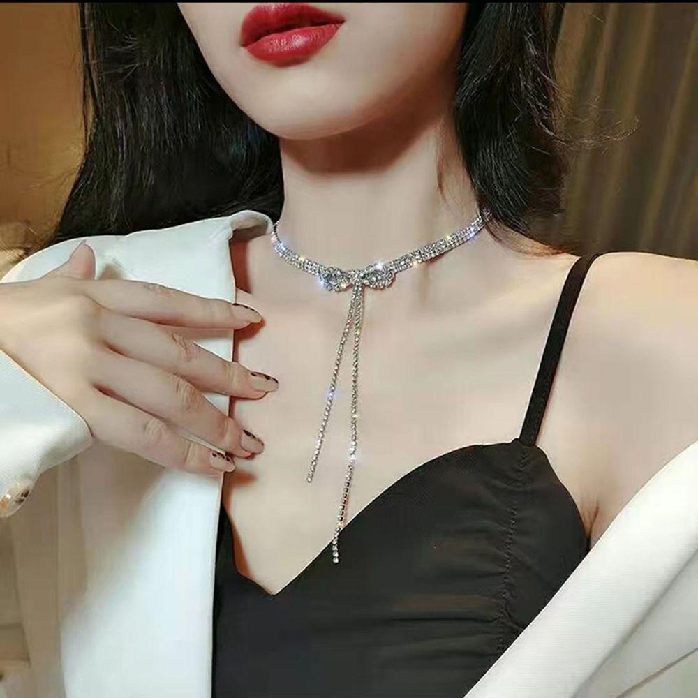 Mxbeauty Kalung Korea Hadiah Untuk Gadis Rantai Liontin Geometris Perhiasan Leher Busur