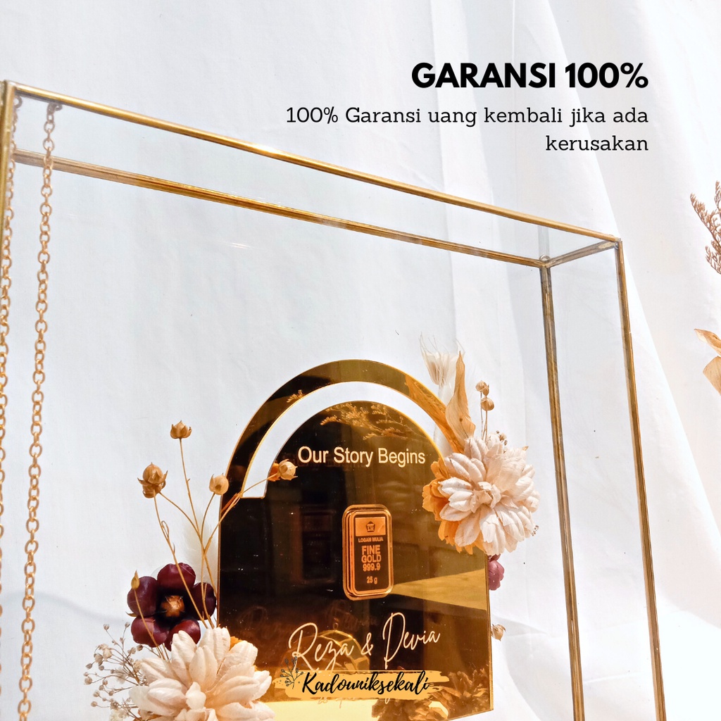 TEMPAT MAHAR MINIMALIS 30CM I MAHAR PERNIKAHAN FULL GLASS - KADOUNIKSEKALI