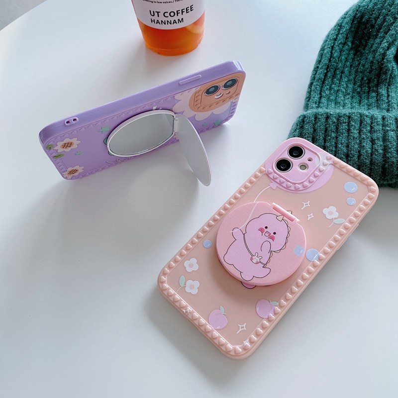 Cute Dinosaur Mirror Soft Case OPPO A9 A5 A31 A53 A33 2020 A83 A3S C1 A7 A5S A12 A11K F9 A52 A92 A57 A39 A15 A15S A16 A54 A74 VIVO Y91 Y93 Y95 Y91C Y11 Y12i Y12 Y15 Y17 Y19 S1 Pro Y83 Y81 Y50 Y30 Y30i Y20 Y20S Y12S-3