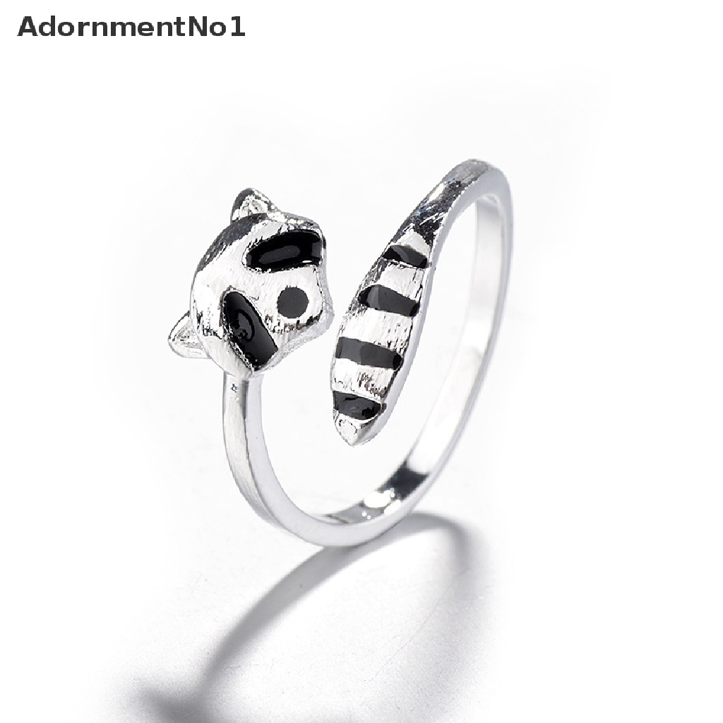 (AdornmentNo1) Cincin Tunangan Terbuka Motif Kartun Hewan Rakun / Rubah Untuk Perhiasan Wanita / Hadiah