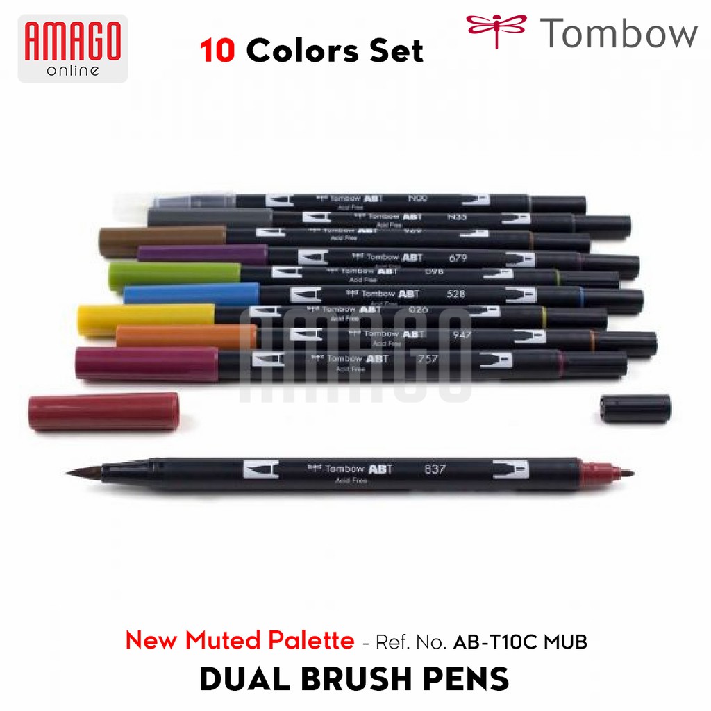 TOMBOW Dual Brush Pens - NEW MUTED Palette of 10 colors - AB-T10C MUB