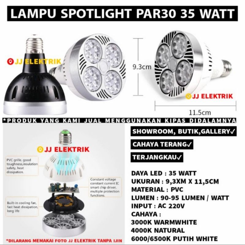 Jual Lampu Sorot Par Led 35 Watt 35w Par30 Par 30 Spotlight Fitting E27 Kuning Warmnatural 5653