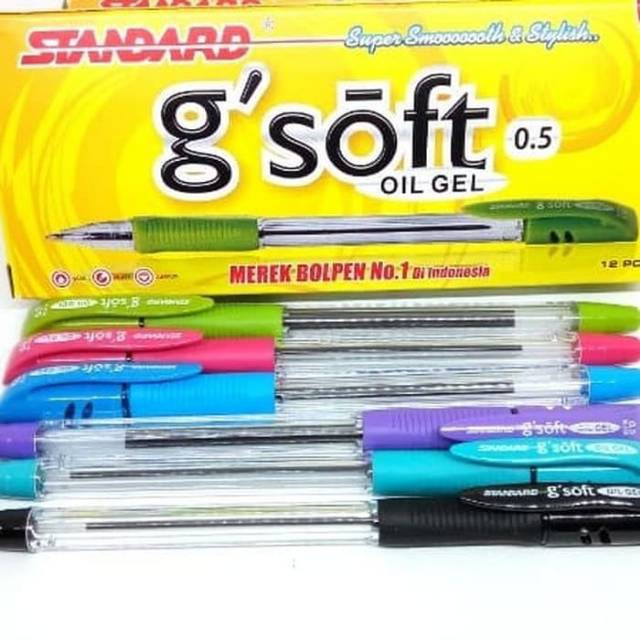 

Ball Point G-SOFT 0.5 oil gel hitam Pulpen STANDARD gsoft 12 pcs