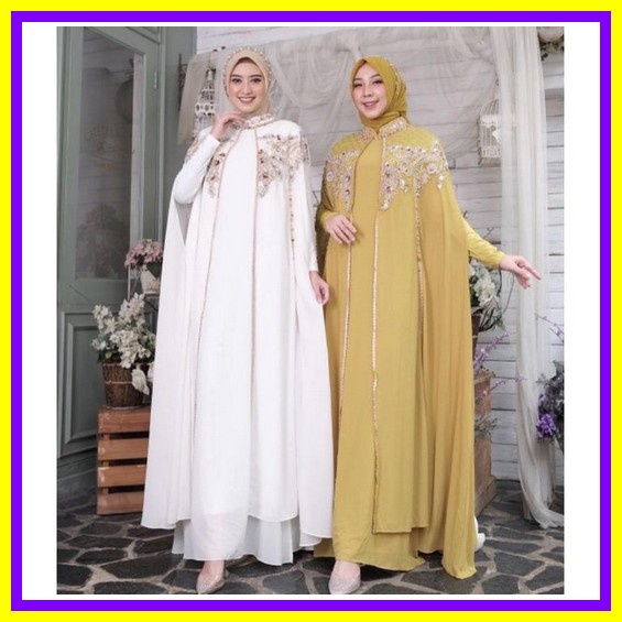 Maxy Tapasya Dress Gamis Pesta Kaftan Modern Terbaru Baju Lebaran Wanita 2022 Aplikasi Bordir Kaftan