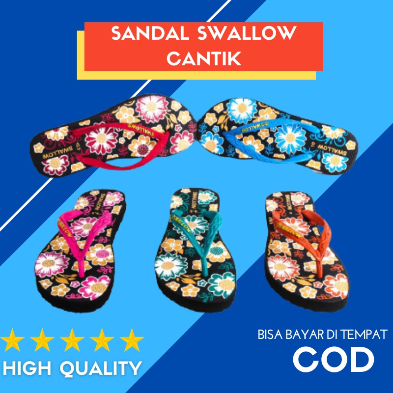Sendal Jepit Wanita Swallow Bunga Cantik Original Sandal Japit Cewek Sandal Jepang Swalow