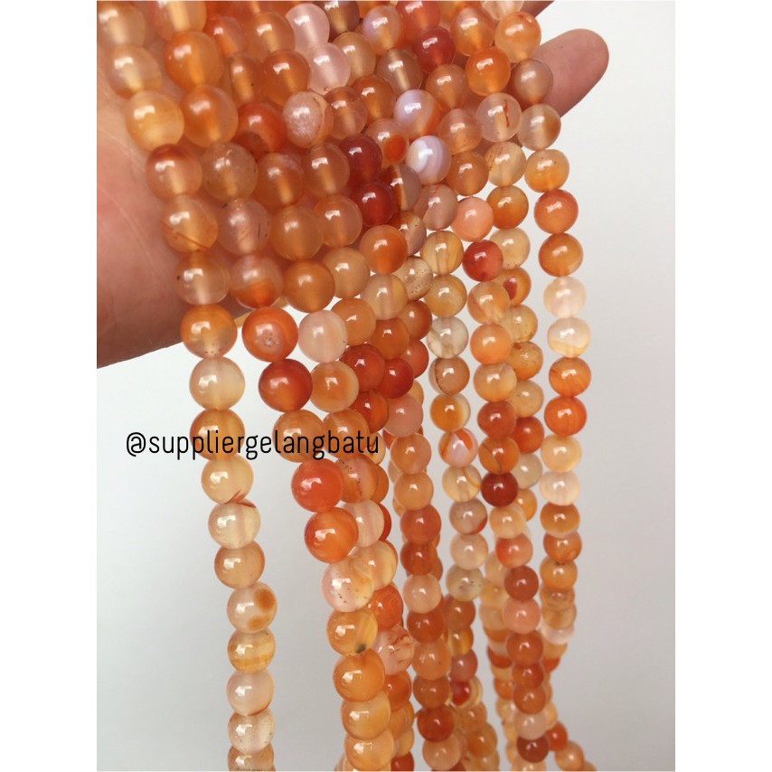 Carnelian Putih Orange Natural Stone Batu Perhiasan Fashion 8mm Akik Bacan Renteng Natural Akik bead