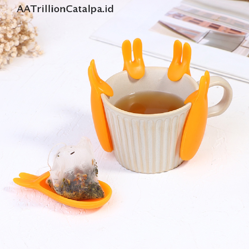 (AATrillionCatalpa) Holder Kantong Teh Bentuk Kelinci 5 Slot Bahan Silikon Warna Permen