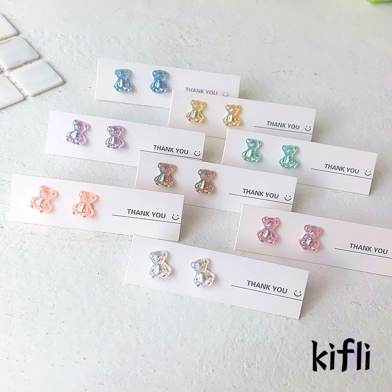 Anting Stud,Mini Bentuk Beruang Warna-Warni,Bahan Akrilik,Untuk Wanita