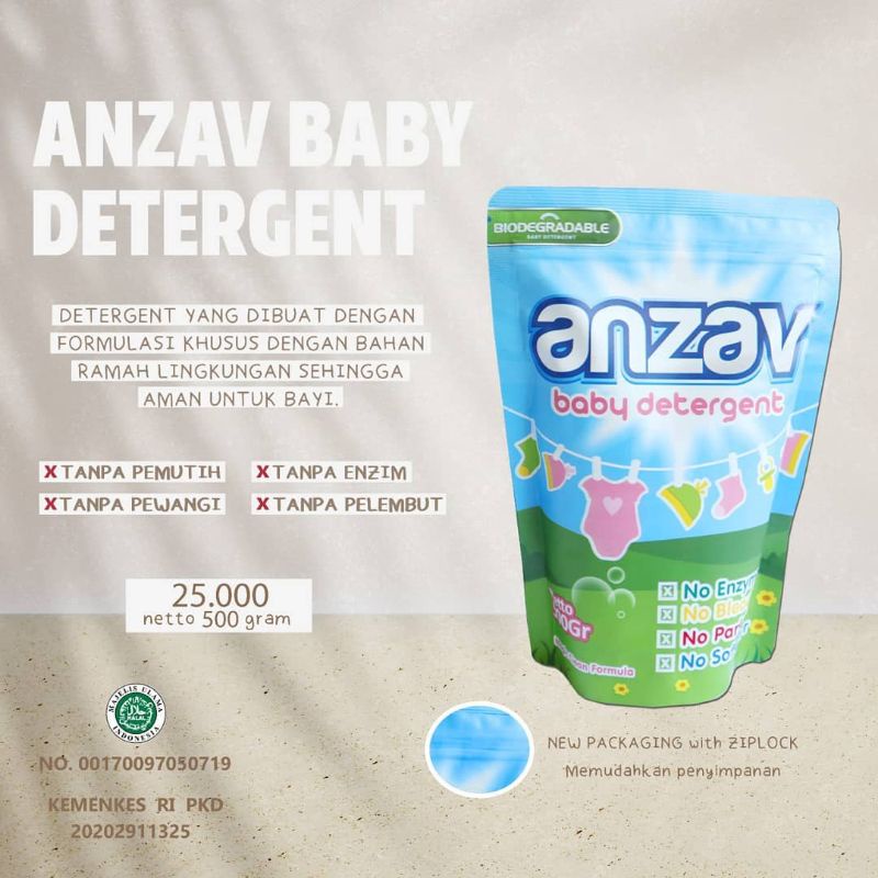 ANZAV Baby Detergent 500gr Deterjen Clodi Sabun Cuci Baju Bayi Ramah Lingkungan