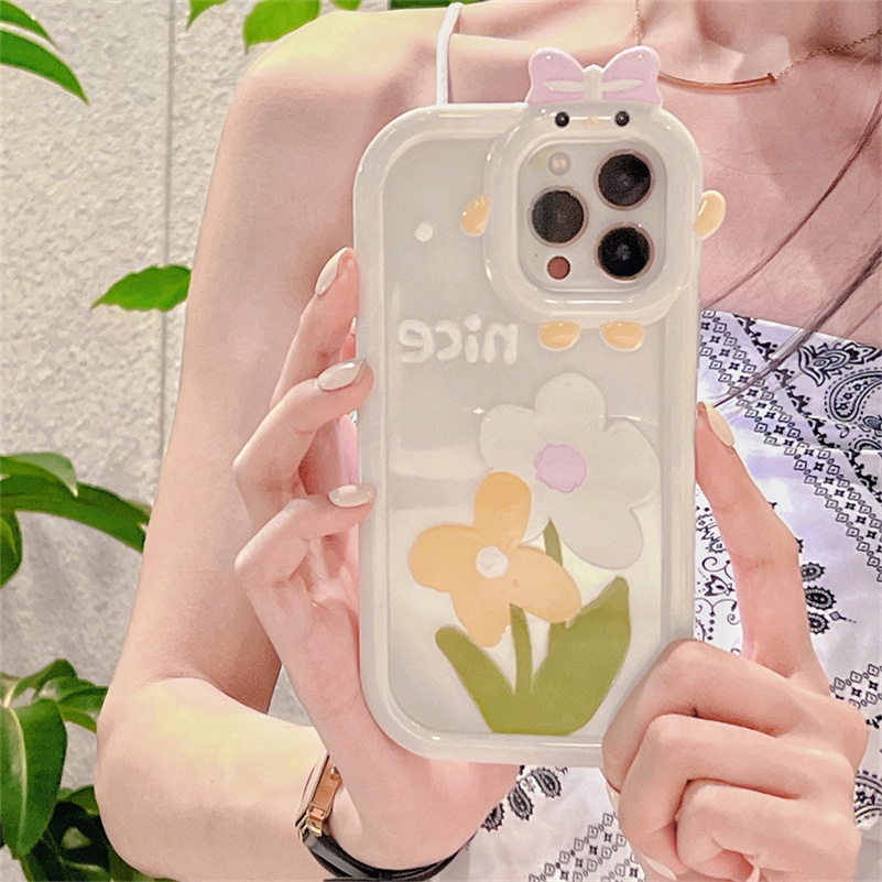 Soft Case Silikon TPU Transparan Motif Bunga Untuk Compatible for iPhone 14 13 12 11 Pro Max X Xr Xs Max iPhone 8 7 6 6s Plus Summer Flower Phone Case Clear Silicone Anti-Scratch Handphone Soft Case Shockproof Soft TPU Back Cover