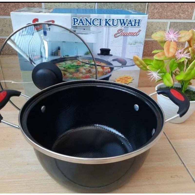 panci kuah enamel