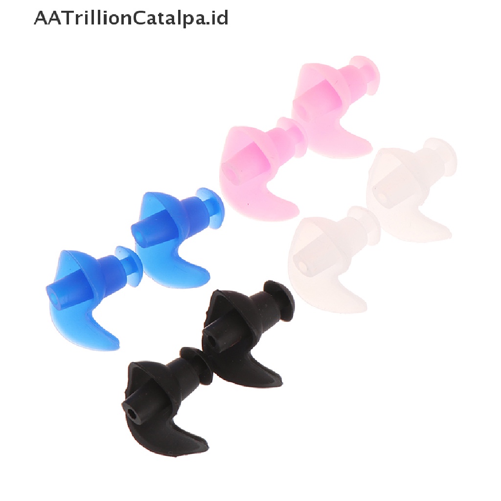 Aatrillioncatalpa 1 Pasang Earplug Penutup Telinga Bahan Silikon Lembut Anti Air