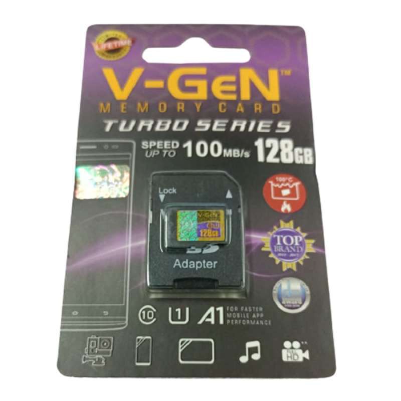 V-GeN MicroSD 128GB TURBO Class 10 Memory HP Vgen