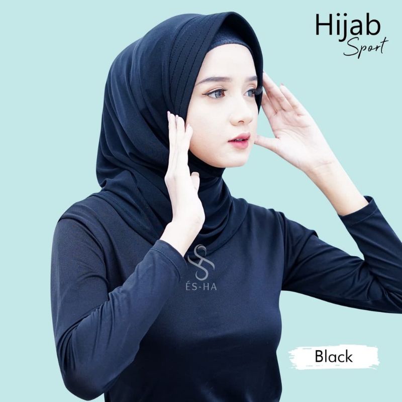 Hijab Sporty / Hijab Instant / Hijab Sport  Hijab Olah Raga Spandek Bergo Polos Linear 1-2
