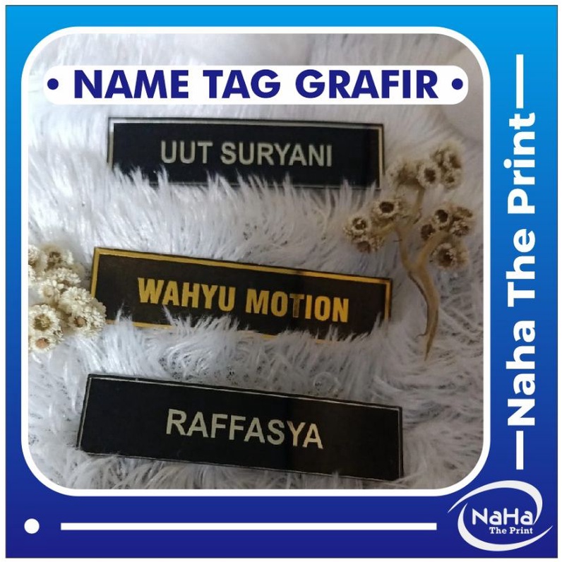 

NAMA PAPAN DADA NAMETAG GRAFIR LIST GOLD METALIK