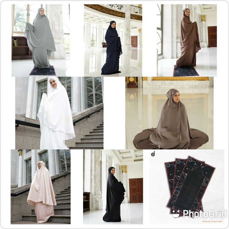 FREE SEJADAH DEENAY MUKENA / PRAYER SET KALA BLACK GREY WHITE BROWN NAVY NATURAL DUSTY PINK