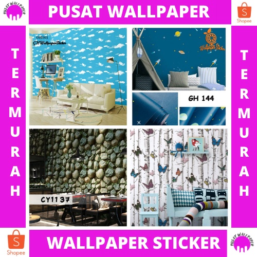 BAYAR DITEMPAT PUSAT Wallpaper Dinding Stiker Motif AWAN / PLANET / BATU ALAM 3D UKURAN 45CMX1M BEST SELLER