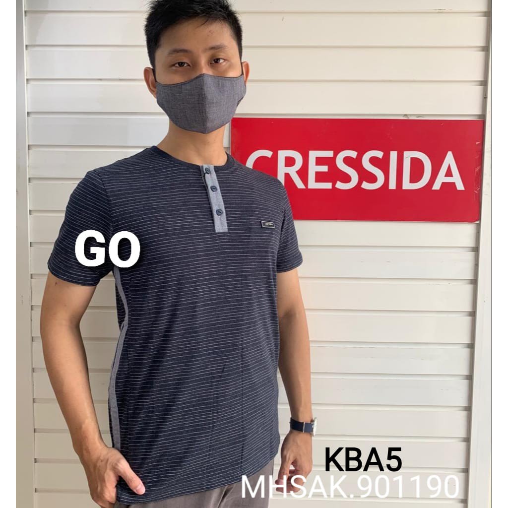 gof KBA CRESSIDA KAOS OBLONG Kerah Shanghai Polos Motif Cowok Pakaian Pria Kaos Oblong