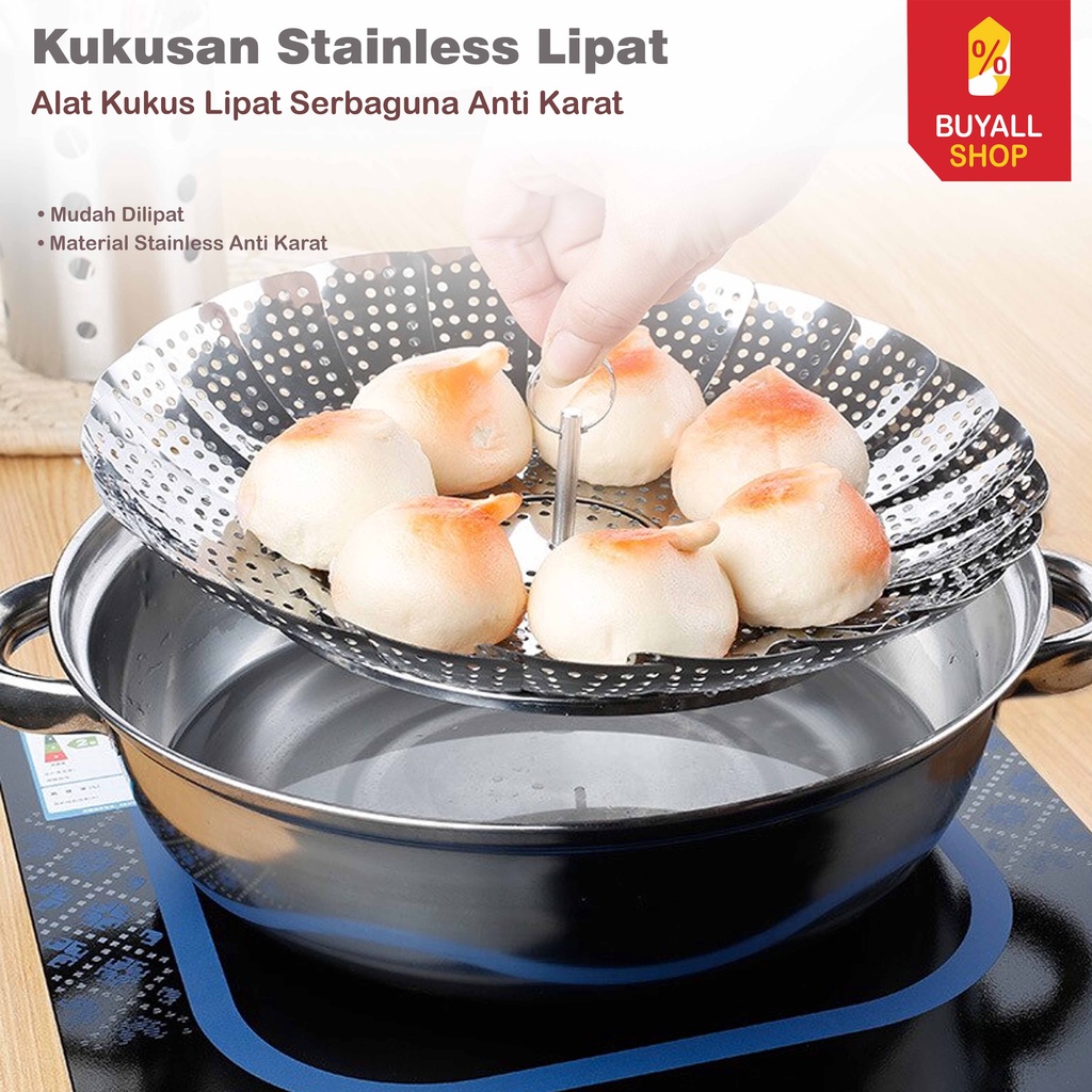 Kukusan Lipat Stainless Steel Steamear Alat Kukus Serbaguna