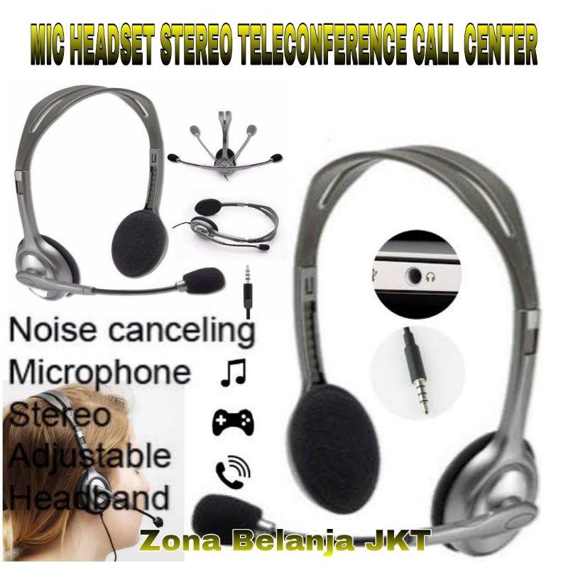 STEREO HEADSET HEADPHONE SINGLE JACK WITH MIC TELECONFERENCE CALLCENTER ZOOM WEBINAR LAPTOP HP