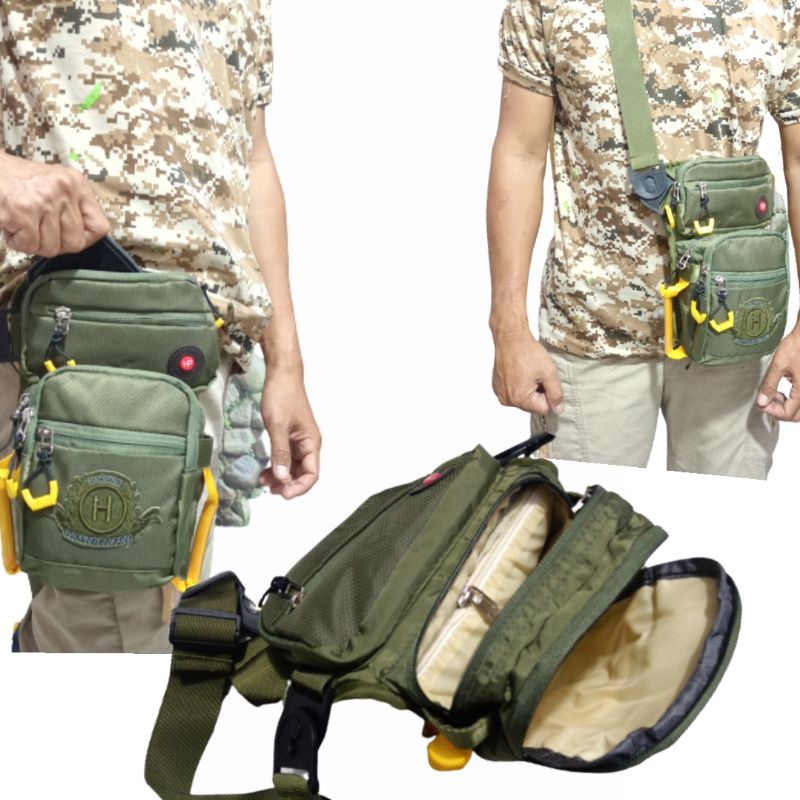 tas selempang paha tactical army tough jeansmith &amp; haoping  premium