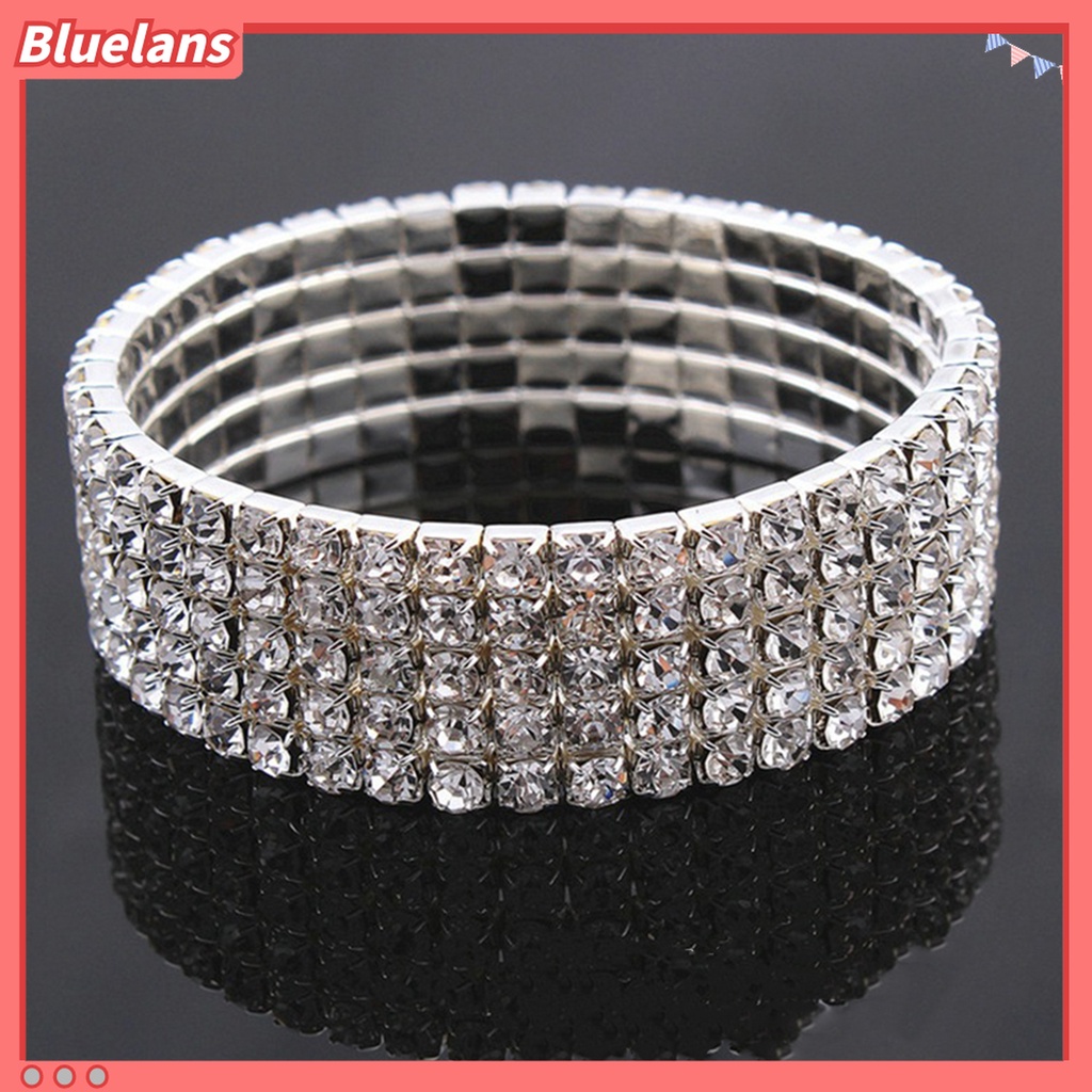 Gelang Tangan Elastis Bahan Alloy Aksen Berlian Imitasi Untuk Wanita