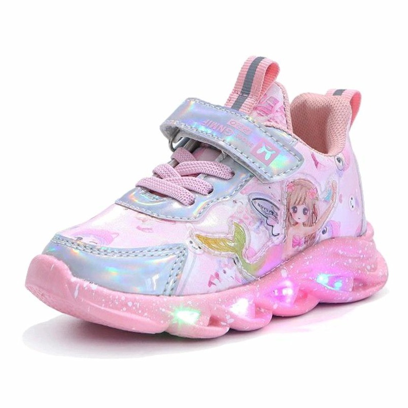 Juragan Junior [COD] Sepatu ISLA Anak Perempuan Lampu LED Import