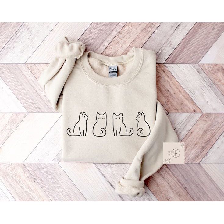 SWEATER WANITA CAT POSE BORDIR FLEECE TEBAL HALUS KEKINIAN TERBARU''