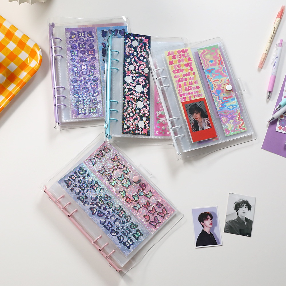 A5 A6 Shiny Binder Cover 3 Inch 5 Inch 7 Inch Photocard Organizer Photo Album Sticker Cards Storage Holder Loose Leaf Sleeves
